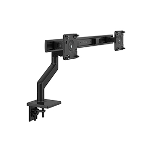 M8.1  Monitor Arm with Crossbar, Two-Piece Clamp Mount Base, Black with Black Trim