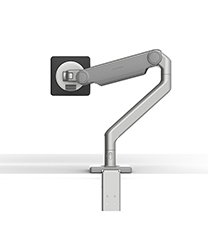 M2.1 Monitor Arm with Two-Piece Clamp Mount Base, Silver with Gray Trim
