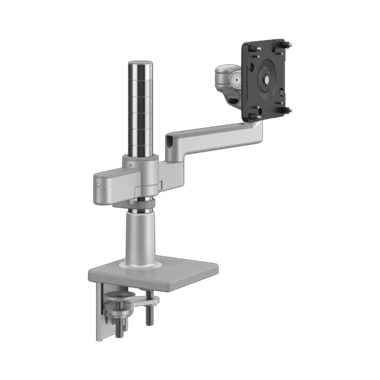 M/Flex with M2.1 Monitor Arm, Dual Arm Bracket, Two-Piece Clamp Mount,  Silver with Gray Trim
