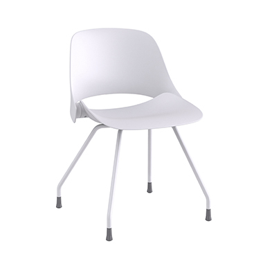 Trea, White backrest and seat, with four leg base