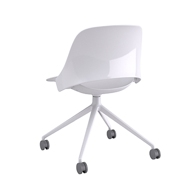 Trea, White backrest and seat, White Powder Coat Four Star Base Picture 3