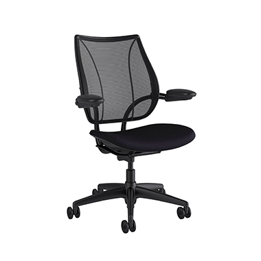 Liberty Task Chair, Monofilament Stripe Black Backrest, Fourtis Black Seat