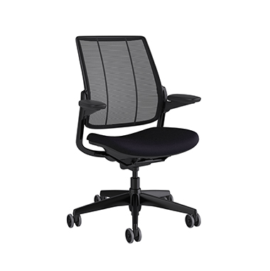 Diffrient Smart Chair, Monofilament Stripe Black Back, Fourtis Black Seat