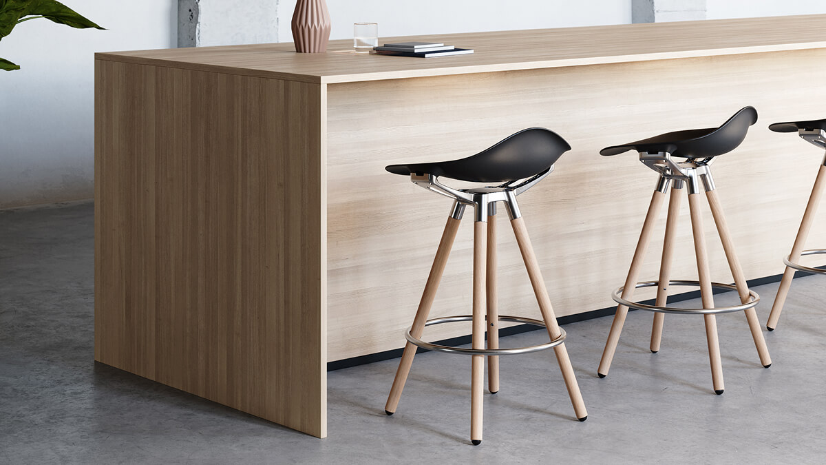 Diffrient World, High Task Stool in Pinstripe White mesh