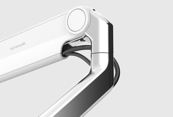 montior arm with built in cable storage