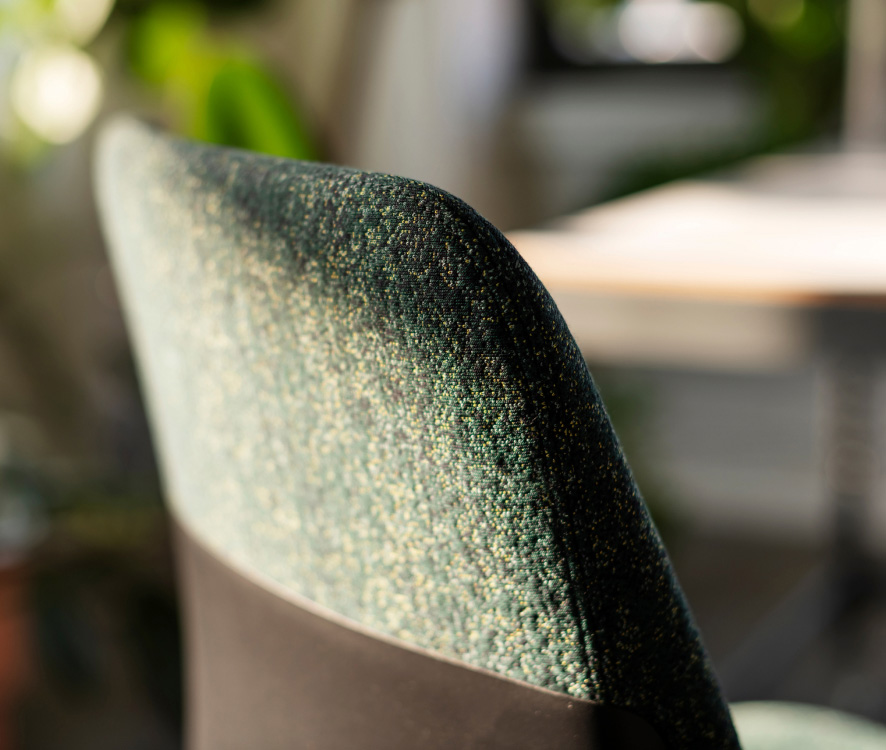 Path Stool in Moss FormSense EcoKnit, with Aluminum Base