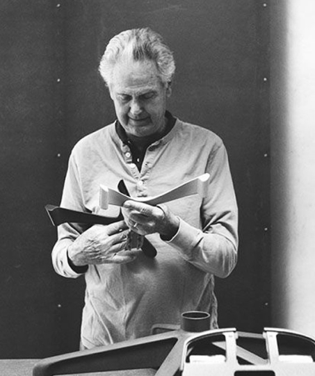 Niels Diffrient, designer of Freedom chair, sketching