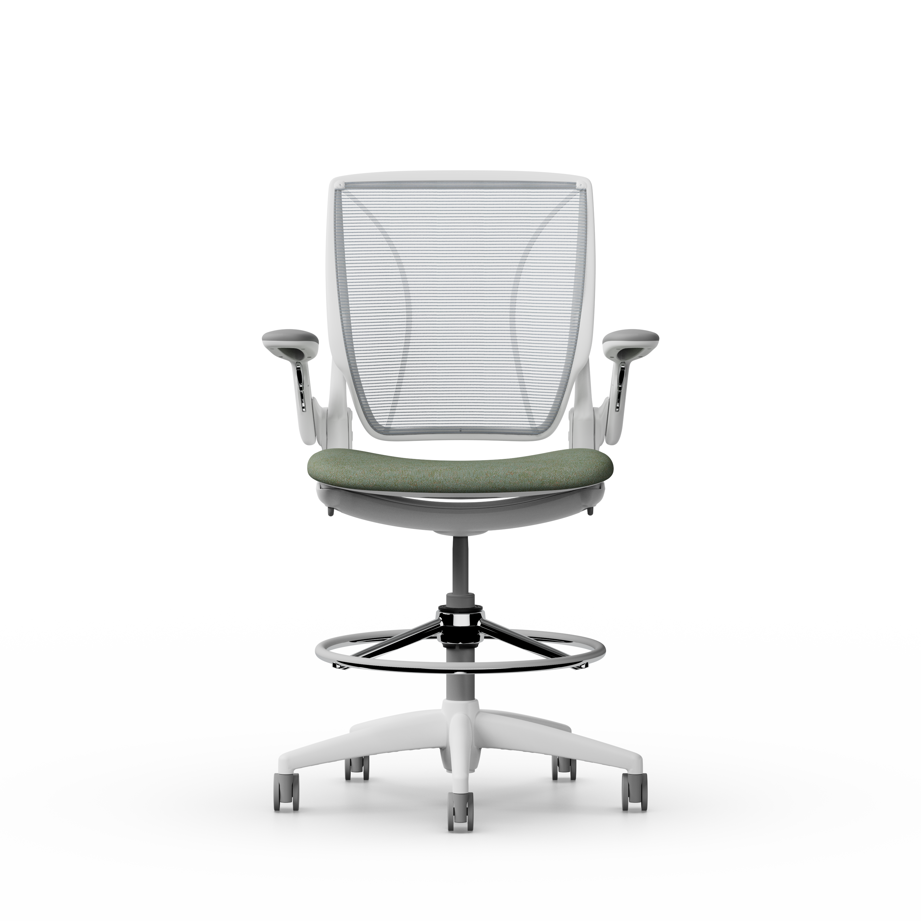 World High Task in White Mesh Back and Kvadrat Arda - 0931 Seat, White Frame
